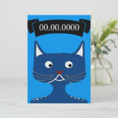 Invitation de chat bleu comique, ajouter du texte (Debout devant)
