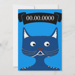 Invitation de chat bleu comique, ajouter du texte