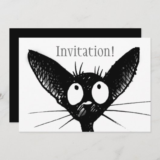 Invitation de chat noir (Devant / Derrière)