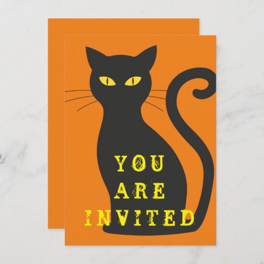 Invitation de chat noir (Devant / Derrière)
