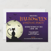 Invitation de chat noir de la fête d'Halloween (Devant)