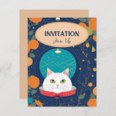 Invitation de chat pêche orange marine kitty voice (Devant / Derrière)