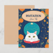 Invitation de chat pêche orange marine voix de cha (Devant / Derrière)