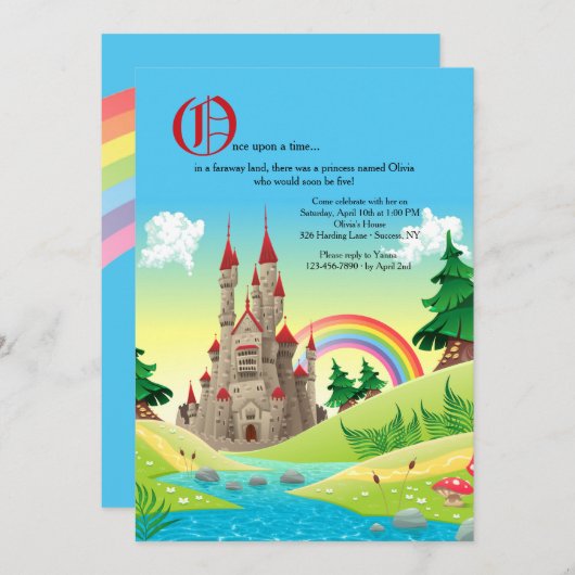 Invitation de château de conte de fées (Devant / Derrière)