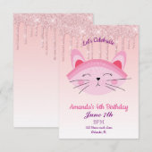 Invitation de chaton à paillettes qui dégoulinent  (Devant / Derrière)