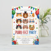 Invitation de chaton pastel mignon pour les filles (Debout devant)