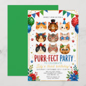 Invitation de chaton pastel mignon pour les filles (Devant / Derrière)