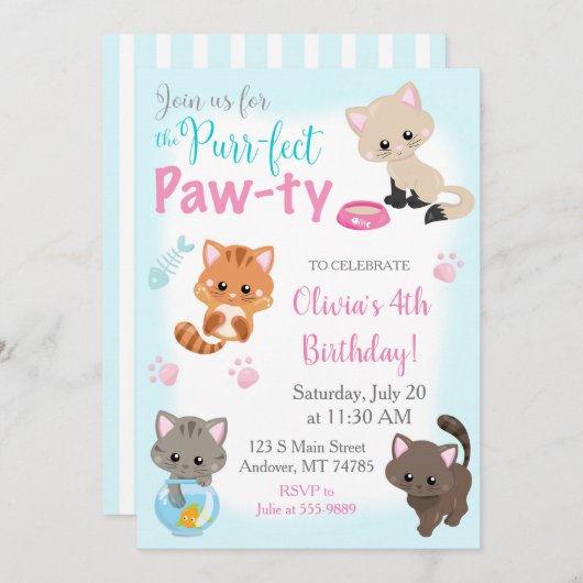 Invitation de chaton pour la Patte-ty (Devant / Derrière)