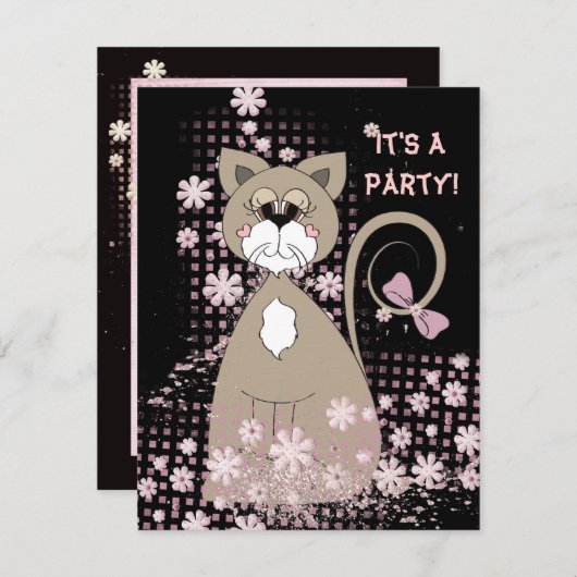 Invitation de chats de fête (Devant / Derrière)