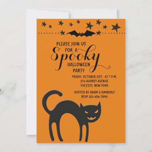 Invitation de chats d'Halloween (Devant)