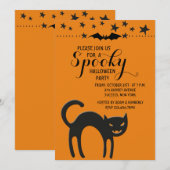 Invitation de chats d'Halloween (Devant / Derrière)