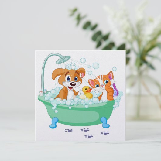 Invitation de chatte et de chien (Debout devant)