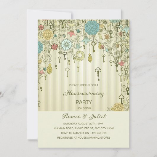 Invitation de Chauffage de Maison à Clé Florale et (Devant)