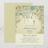 Invitation de Chauffage de Maison à Clé Florale et (Devant / Derrière)