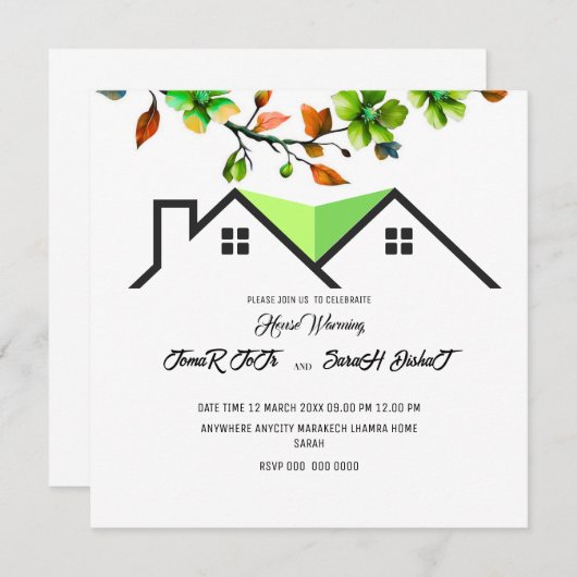 Invitation de Chauffage de Maison Modifiable, P (Devant / Derrière)