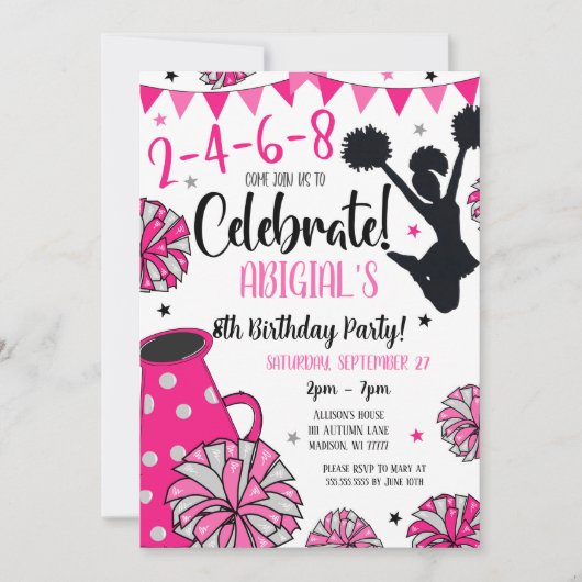 Invitation de Cheerleader Fille (Devant)