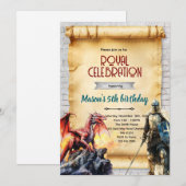 Invitation de chevalier médiéval et de dragon (Devant / Derrière)