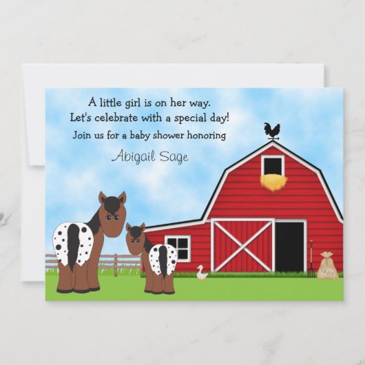 Invitation de chevaux et de Baby showers agricoles (Devant)