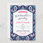 Invitation de Chic Ikat Paisley Graduation Party (Devant)
