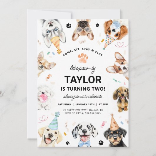 Invitation de chien, Chien chiot Invitation d'anni (Devant)