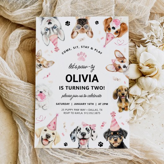 Invitation de chien, Chien rose rosé Invitation d'