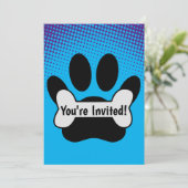 Invitation De Chien Empreinte de patte Et D'Os Gra (Debout devant)
