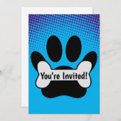 Invitation De Chien Empreinte de patte Et D'Os Gra (Devant / Derrière)