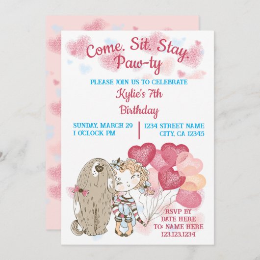 Invitation de chien Paw-ty (Devant / Derrière)