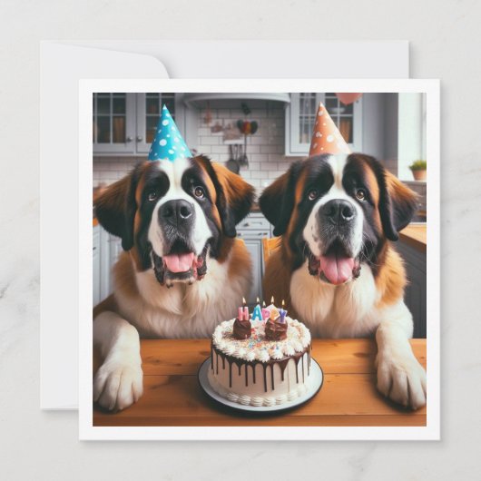 Invitation de chien St Bernard, Anniversaire de ch (Devant)
