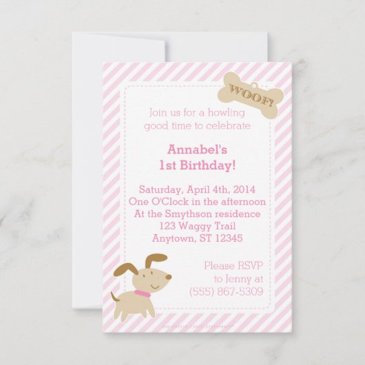 Invitation de Chiens Roses avec des traits et des (Devant)