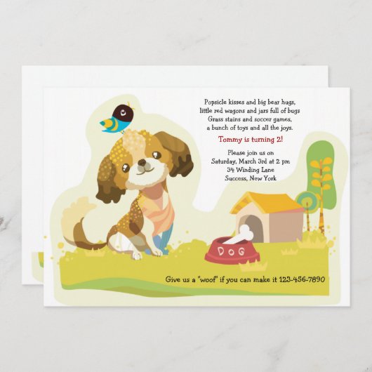 Invitation de chiot (Devant / Derrière)