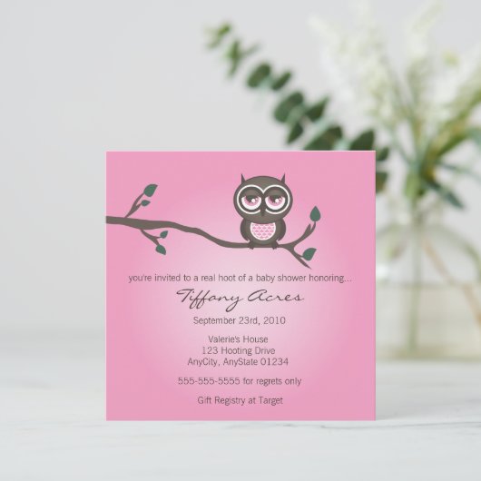 Invitation de Chouette rose (Debout devant)