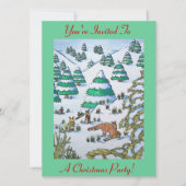 invitation de chrismas de scène de neige de renard (Devant)