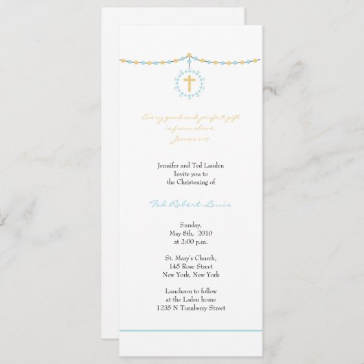 Invitation de Christening (Devant / Derrière)