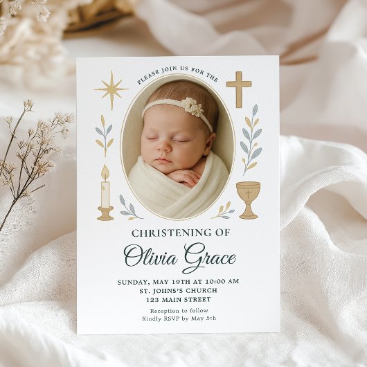Invitation de Christening de bébé neutre