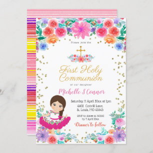 Invitation de Christening Floral Mexicain