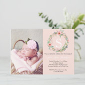 Invitation de Christening Girls - Wreath rose (Debout devant)