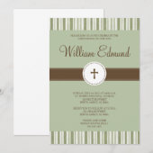 Invitation de Christening Green Stripe (Devant / Derrière)