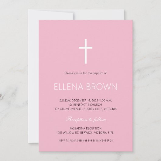 Invitation de Christening minimaliste (Devant)