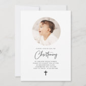 Invitation de Christening Minimaliste Photo ronde (Devant)