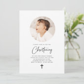 Invitation de Christening Minimaliste Photo ronde (Debout devant)
