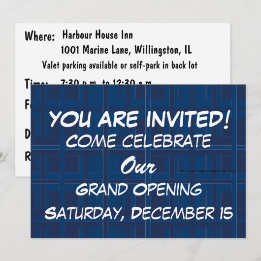 Invitation de circuit bleu plaid (Devant / Derrière)