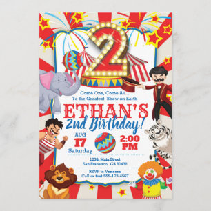Invitation de Circus Party pour le 2e anniversaire