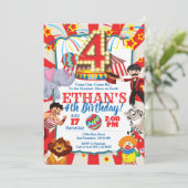 Invitation de Circus Party pour le 4e anniversaire (Debout devant)