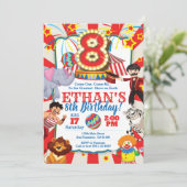 Invitation de Circus Party pour le 8e anniversaire (Debout devant)