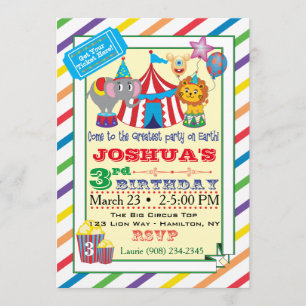 Invitation de cirque avec éléphant