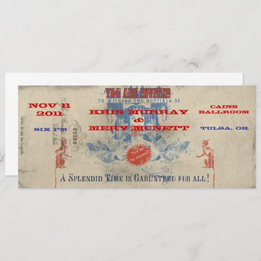 Invitation de cirque vintage (Devant / Derrière)