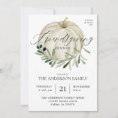 Invitation de Citrouille blanc Friendsgiving (Devant)