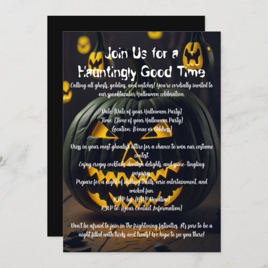 Invitation de citrouilles d'Halloween (Devant / Derrière)