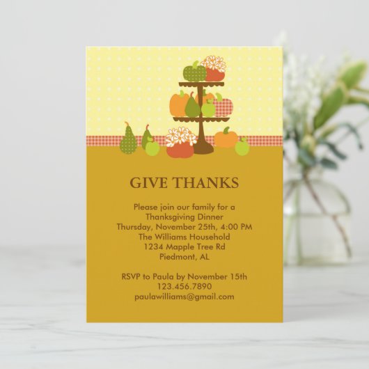 Invitation de Citrouilles pour un dîner d'action d (Debout devant)